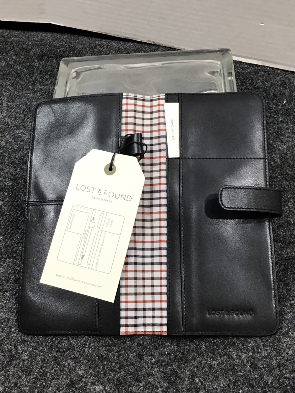 Lost & Found handcrafted Black Leather unisex travel organizer folio NWT